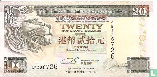Hongkong 20 dollar - Afbeelding 1