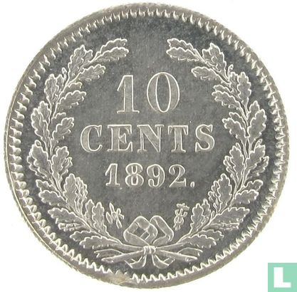 Pays-Bas 10 cents 1892 - Image 1