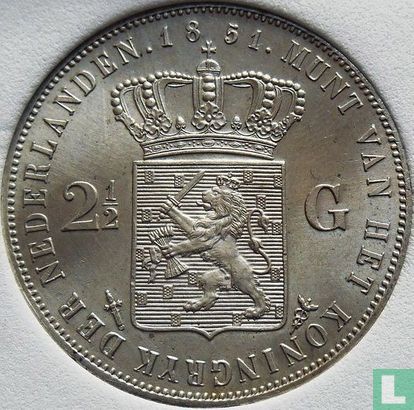Nederland 2½ gulden 1851 (type 1) - Afbeelding 1