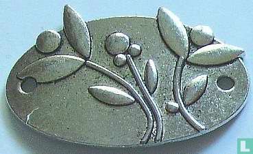 Button oval gewölbt mit Blumen - Bild 1