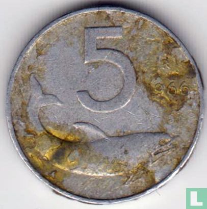 Italië 5 lire 1966 - Afbeelding 1