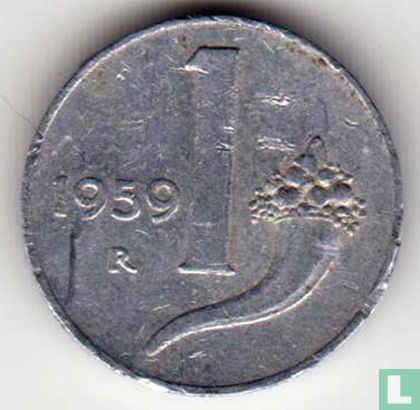 Italie 1 lira 1959 - Image 1
