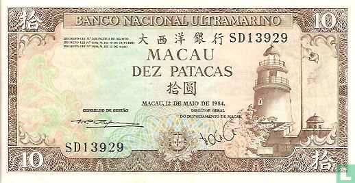 Portuguese Macau 10 patacas - Image 1