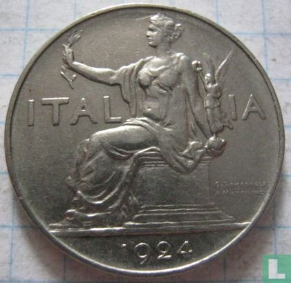 Italy 1 lira 1924 - Image 1