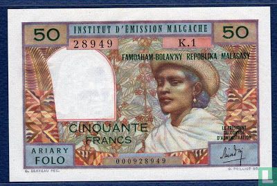 Madagaskar 50 Francs - Afbeelding 1