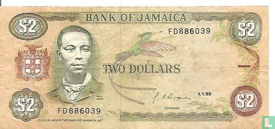 Jamaïque 2 Dollars 1990 - Image 1
