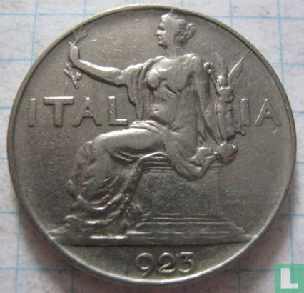 Italië 1 lira 1923 - Afbeelding 1