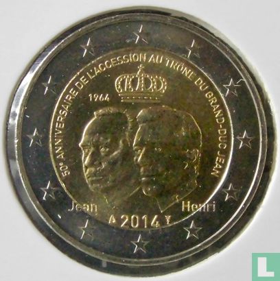 Luxemburg 2 euro 2014 "50th anniversary Accession to the throne of Grand Duke Jean" - Afbeelding 1