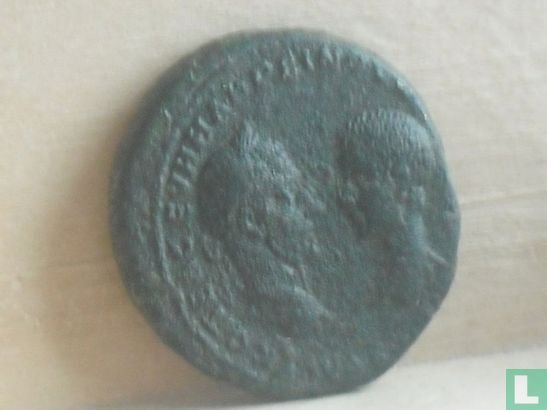 Marcianopolis, Moesia Inferior - Roman Empire  AE25 Sestertius  (Macrinus & Diadumenian)  217-218 CE - Image 1