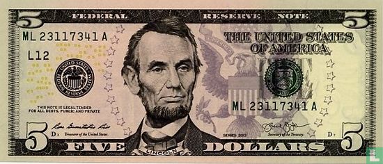 Verenigde Staten 5 dollars 2013 L - Afbeelding 1