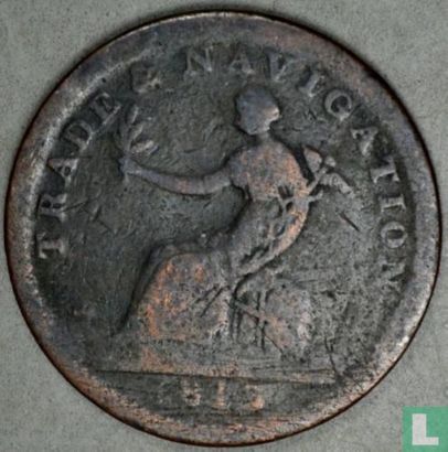 Canada (colonial) Halifax Nova Scotia 1/2 penny Token 1813 - Afbeelding 2