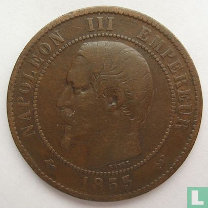 France 10 centimes 1855 (W - ancre) - Image 1