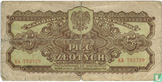 Pologne 5 Zlotych 1944 - Image 1