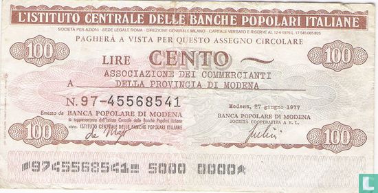 Modena 100 Lire 1977 - Afbeelding 1