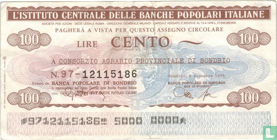 Sondrio 100 Lire 1977 - Afbeelding 1