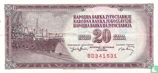 Yugoslavia 20 Dinara 1974 - Image 1