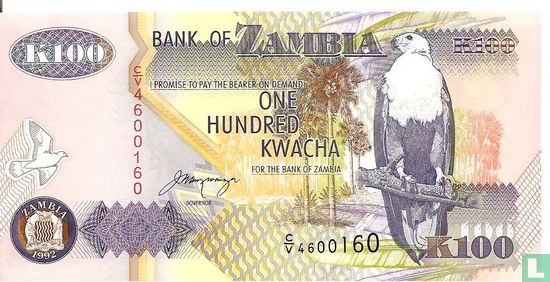 Zambie 100 Kwacha 1992 (P38B) - Image 1
