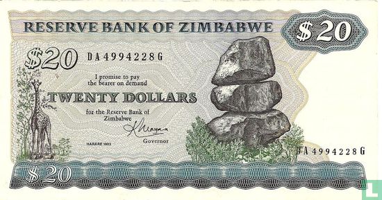 Zimbabwe 20 Dollars 1983 - Afbeelding 1