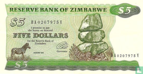 Zimbabwe 5 Dollars 1994 - Image 1
