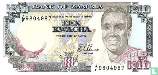 Zambie 10 Kwacha ND (1989-91) P31a - Image 1