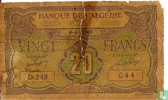 Algerien 20 Francs  - Bild 1