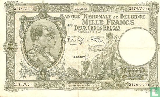 Belgium 1000 francs / 200 Belgas 1943 - Image 1
