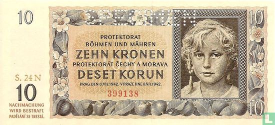 Bohemia Moravia 10 Kroner specimen - Image 1