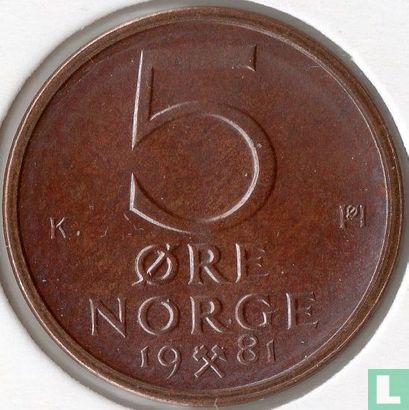 Norwegen 5 Øre 1981 - Bild 1