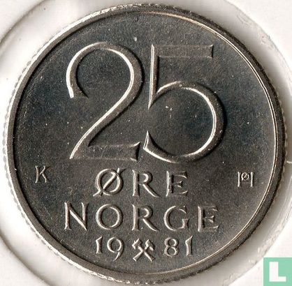 Norwegen 25 Øre 1981 - Bild 1
