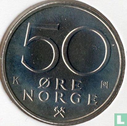 Norwegen 50 Øre 1988 - Bild 2