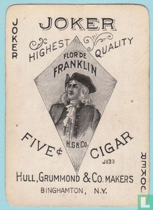 Joker USA, Flor de Franklin 5 c Cigar, Hull, Grummond & Co. Makers, Binghamton, N.Y., Speelkaarten, Playing Cards - Image 1