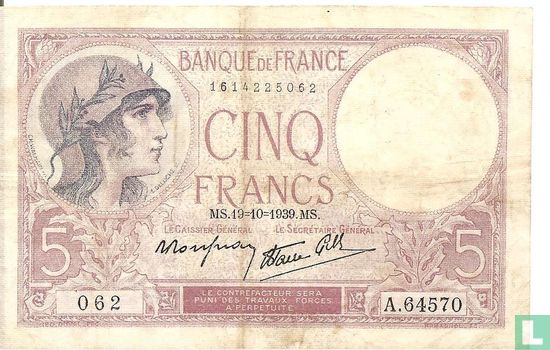 France 5 francs - Image 1