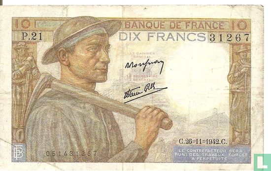 Frankreich 10 Francs (P99e) - Bild 1
