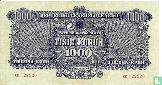 Korun Tchécoslovaquie 1000     - Image 1