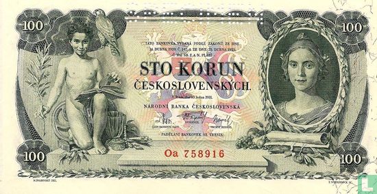 Tsjecho-Slowakije 100 Korun   - Afbeelding 1