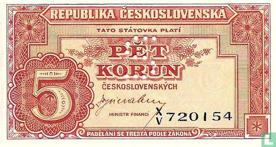 Tchécoslovaquie 5 Korun  - Image 1