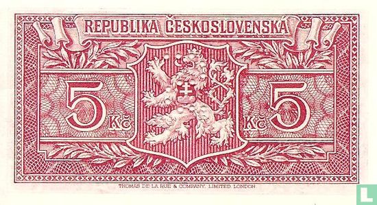 Tchécoslovaquie 5 Korun  - Image 2