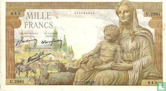 Frankreich 1000 Francs   - Image 1