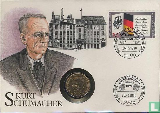 Deutschland 2 Mark 1990 (Numisbrief) "Kurt Schumacher" - Bild 1