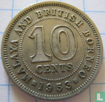Malaisie et Bornéo Britannique 10 cents 1953 - Image 1