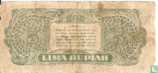 Indonésie 5 Rupiah 1945 - Image 2