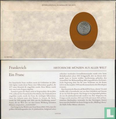Frankreich 1 Franc 1916 (Numisbrief) "Internationalen Numismatischen Gesellschaft" - Bild 2