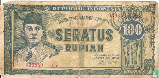 Indonesië 100 Rupiah 1947 - Afbeelding 1
