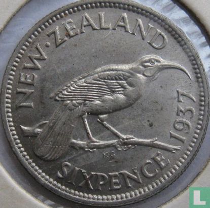Nieuw-Zeeland 6 pence 1937 - Afbeelding 1