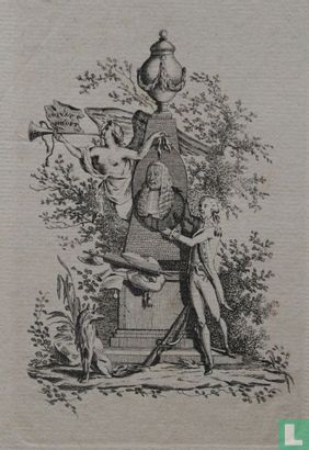 Portret van Hendrik Danielsz. Hooft (1716-1794) aan een monument