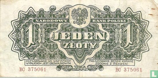 Poland 1 Zloty 1944 - Image 1