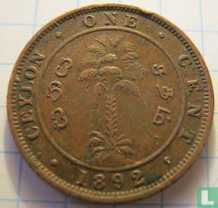 Ceylon 1 cent 1892 - Afbeelding 1
