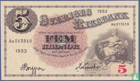 Suède 5 Kronor 1952 - Image 1