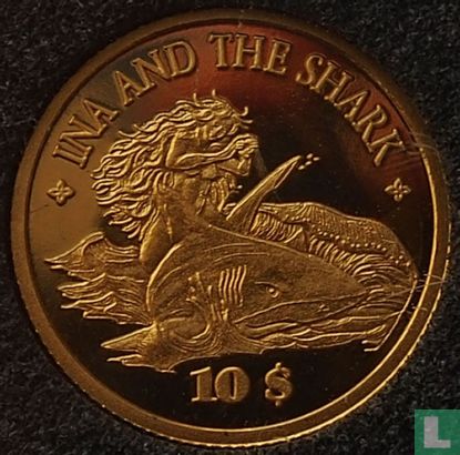 Cook Islands 10 dollars 2008 (PROOF) "Ina and the shark" - Image 2