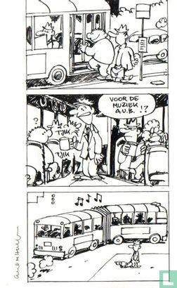 Cromheecke - Originele tekening Tom Carbon gag 'Busmuziek'